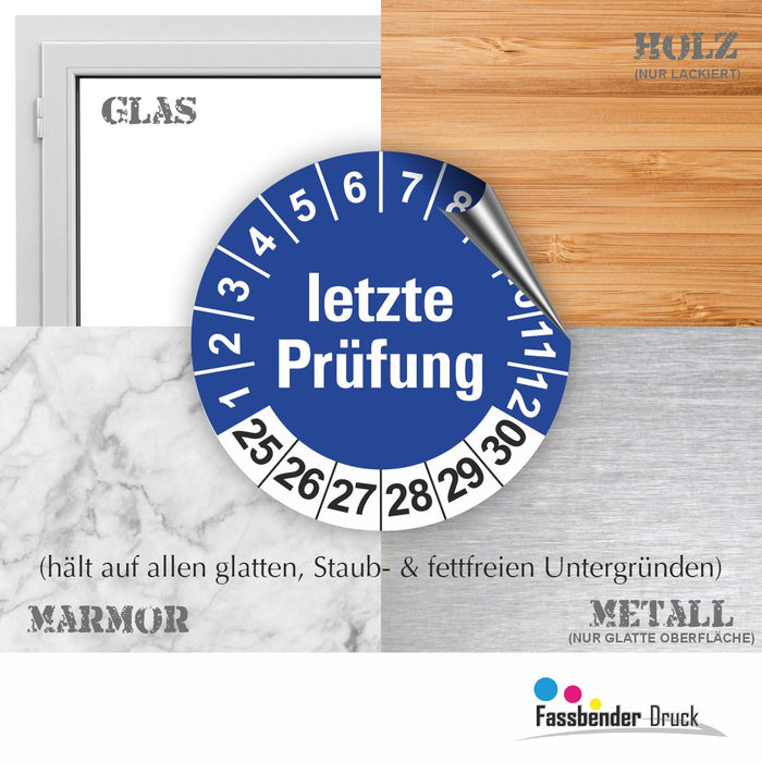 Letze Prüfung Wartungsetiketten / Prüfplaketten / Prüfetiketten