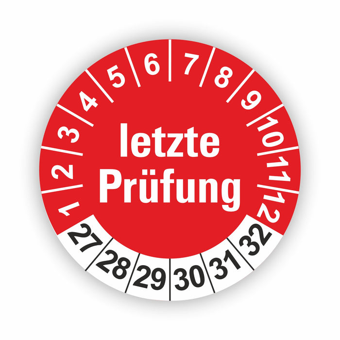 letztepruefung geprüft Wartungsetiketten / Prüfplaketten / Prüfetiketten