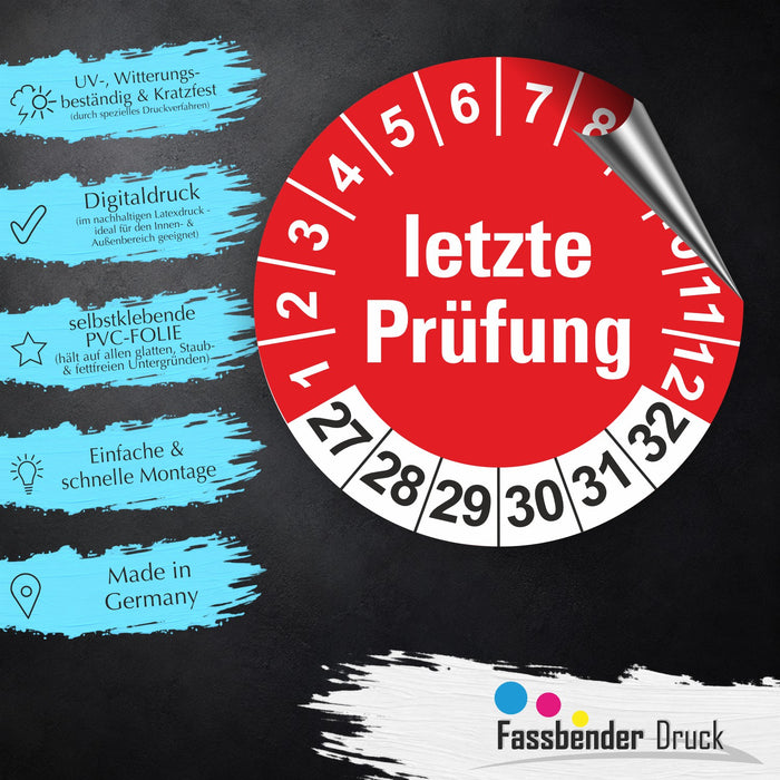 Letze Prüfung Wartungsetiketten / Prüfplaketten / Prüfetiketten
