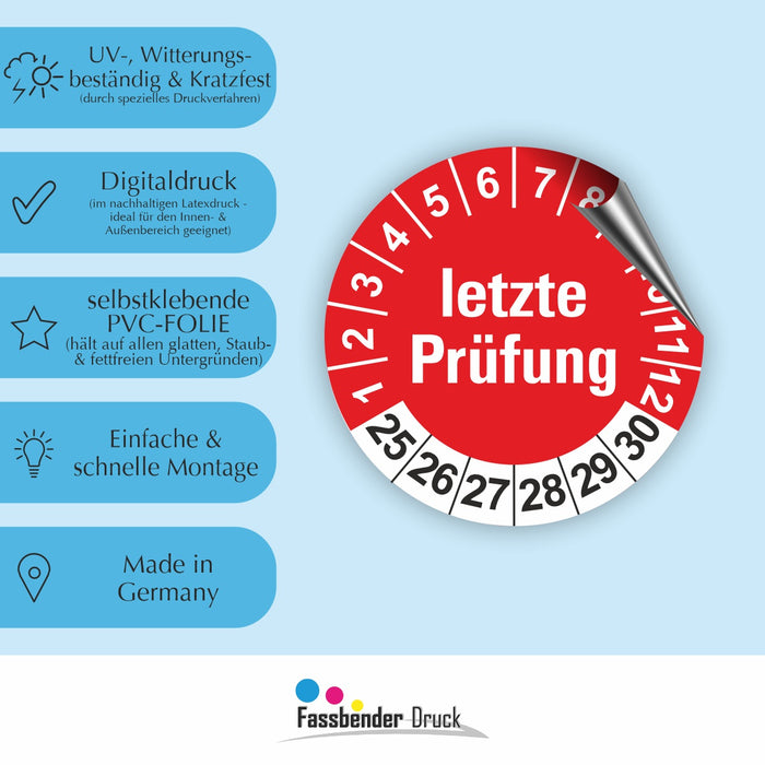 Letze Prüfung Wartungsetiketten / Prüfplaketten / Prüfetiketten