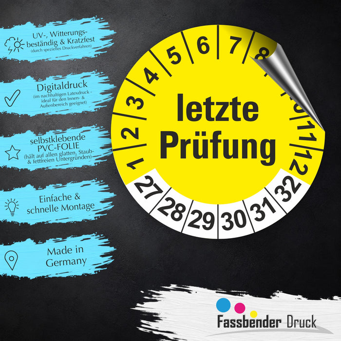 letztepruefung geprüft Wartungsetiketten / Prüfplaketten / Prüfetiketten