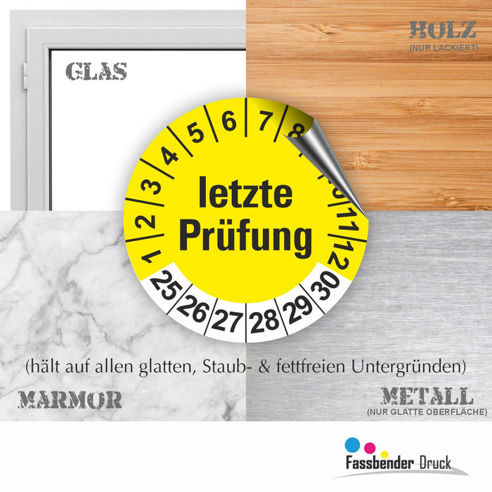 Letze Prüfung Wartungsetiketten / Prüfplaketten / Prüfetiketten