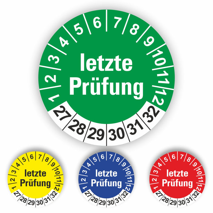 letztepruefung geprüft Wartungsetiketten / Prüfplaketten / Prüfetiketten
