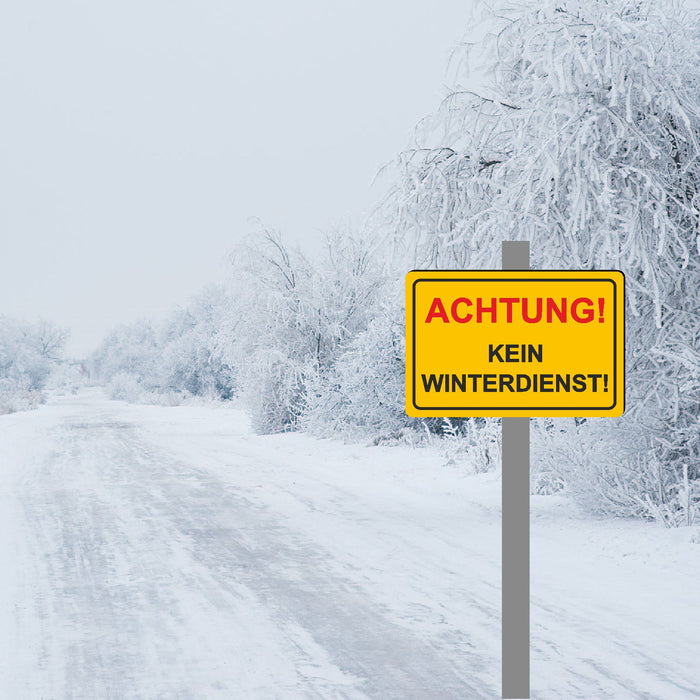 WI-001 ACHTUNG KEIN WINTERDIENST - Schild für eine Gefahrenzone (Rutschgefahr) - Schild für einen Privatweg - Begehen & Befahren auf eigene Gefahr
