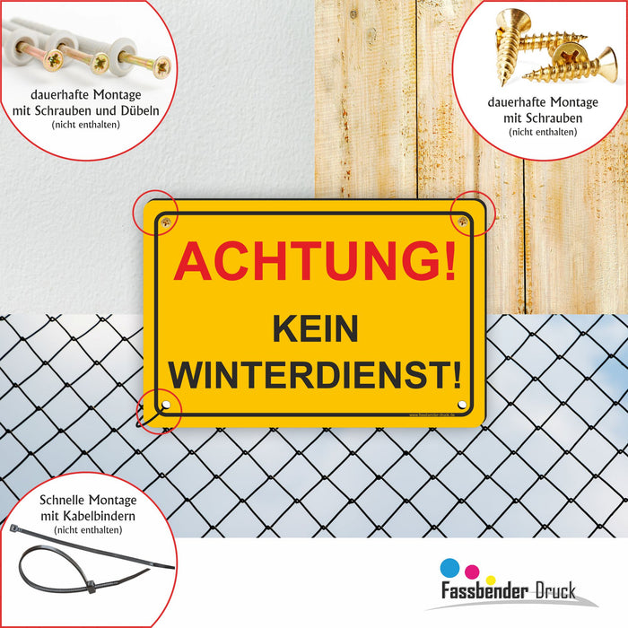 WI-001 ACHTUNG KEIN WINTERDIENST - Schild für eine Gefahrenzone (Rutschgefahr) - Schild für einen Privatweg - Begehen & Befahren auf eigene Gefahr