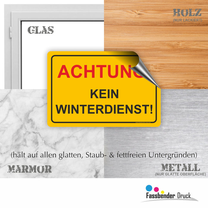 WI-001 ACHTUNG KEIN WINTERDIENST - Schild für eine Gefahrenzone (Rutschgefahr) - Schild für einen Privatweg - Begehen & Befahren auf eigene Gefahr