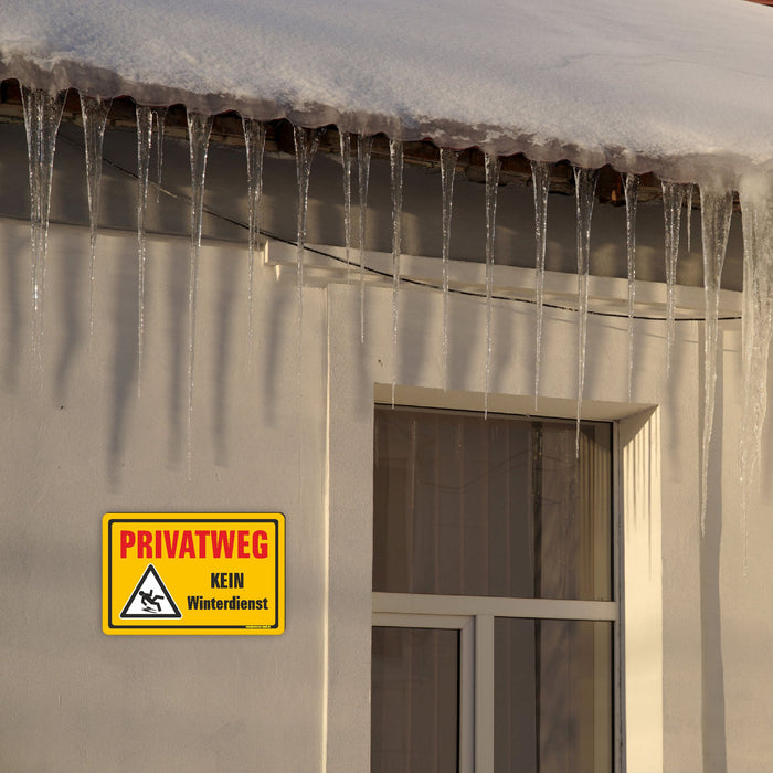 WI-004 PRIVATWEG - KEIN WINTERDIENST - Schild für eine Gefahrenzone (Rutschgefahr) - Schild für einen Privatweg - Begehen & Befahren auf eigene Gefahr