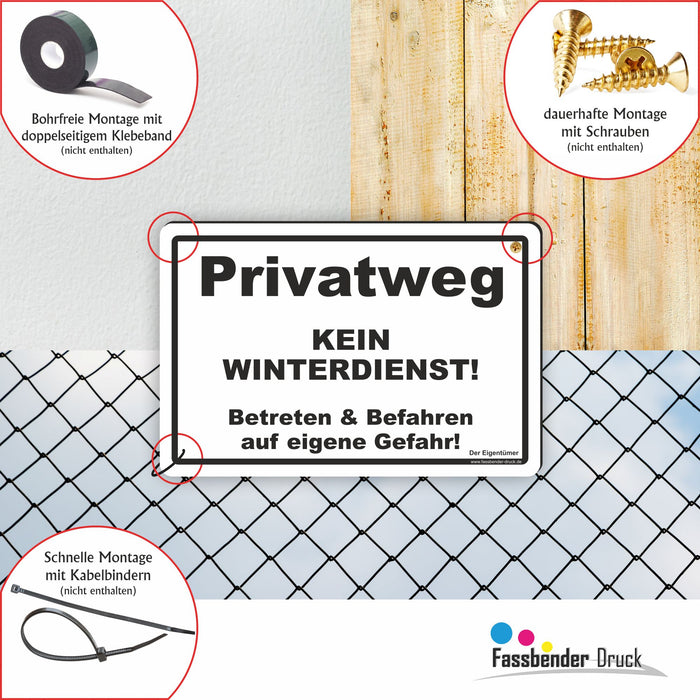 WI-011 PRIVATWEG KEIN WINTERDIENST - Schild für eine Gefahrenzone (Rutschgefahr) - Schild für einen Privatweg - Begehen & Befahren auf eigene Gefahr