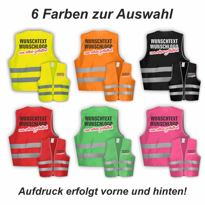 Warnweste Sicherheitsweste in pink M XL XXL Ihr Wunschtext als