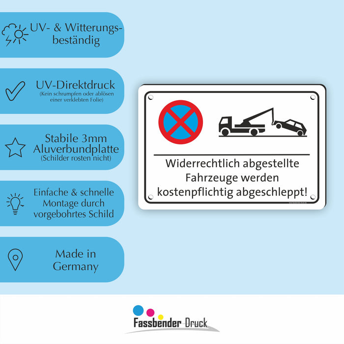 PV-001 Parkverbotsschild | Parken verboten Hinweis | Absolutes Parkverbot für Ihren Privatparkplatz