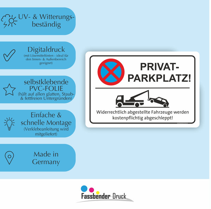 PV-003 PRIVATPARKPLATZ | Parken verboten Hinweis | Absolutes Parkverbot für Ihren Privatparkplatz