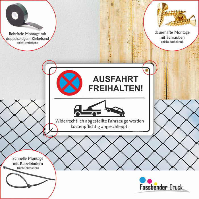 PV-004 AUSFAHRT FREIHALTEN | Parken verboten Hinweis | Absolutes Parkverbot für Ihre Ausfahrt