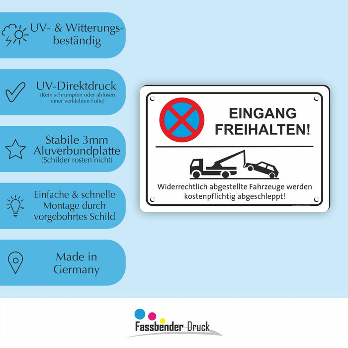 Eingang freihalten Schild