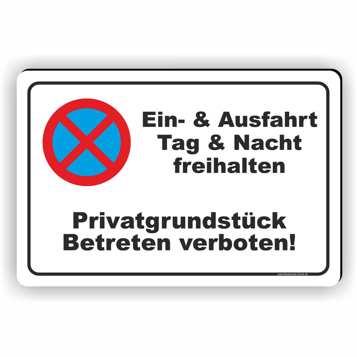 PV-008 Ein- und Ausfahrt freihalten | Parken verboten Hinweis | Absolutes Parkverbot für Ihren Privatbereich