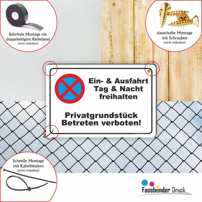 PV-008 Ein- und Ausfahrt freihalten | Parken verboten Hinweis | Absolutes Parkverbot für Ihren Privatbereich