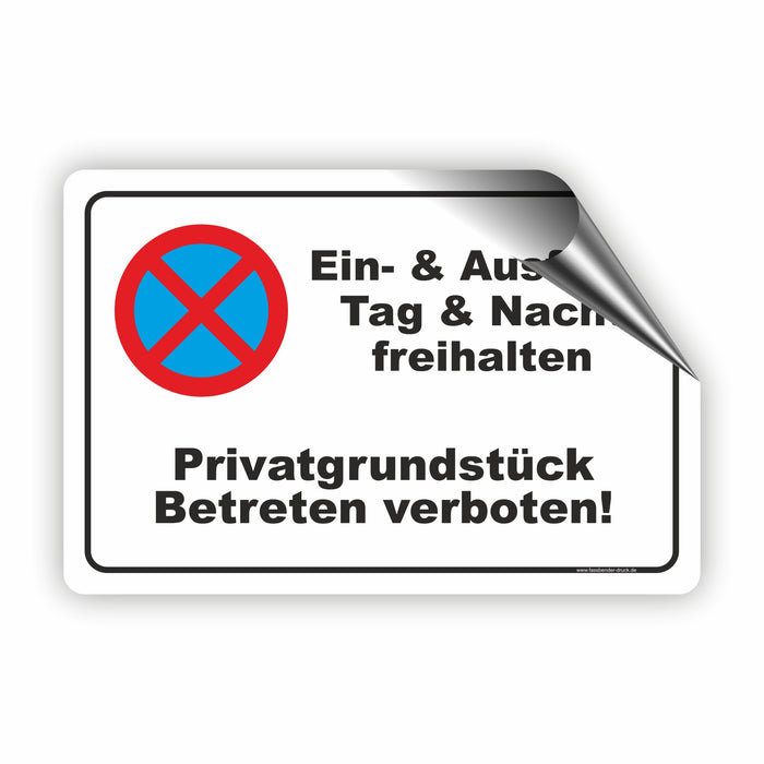 PV-008 Ein- und Ausfahrt freihalten | Parken verboten Hinweis | Absolutes Parkverbot für Ihren Privatbereich