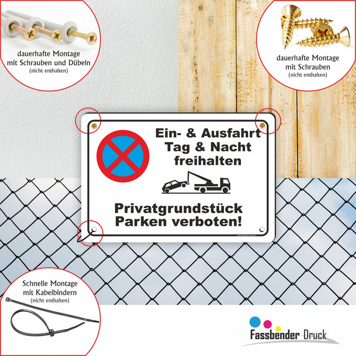 PV-009 Ein- und Ausfahrt freihalten | Parken verboten Hinweis | Absolutes Parkverbot für Ihr Privatgrundstück