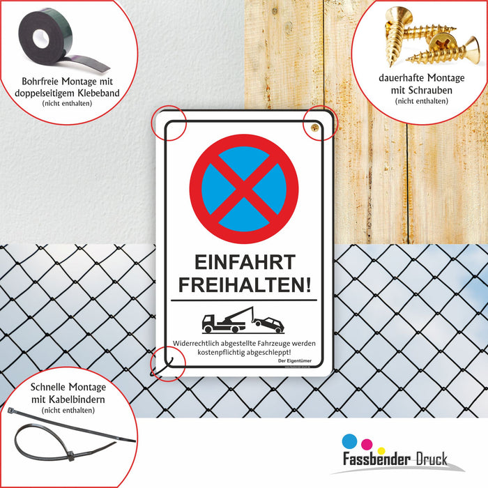 PV-010 EINFAHRT FREIHALTEN | Parken verboten Hinweis | Absolutes Parkverbot für Ihre Einfahrt