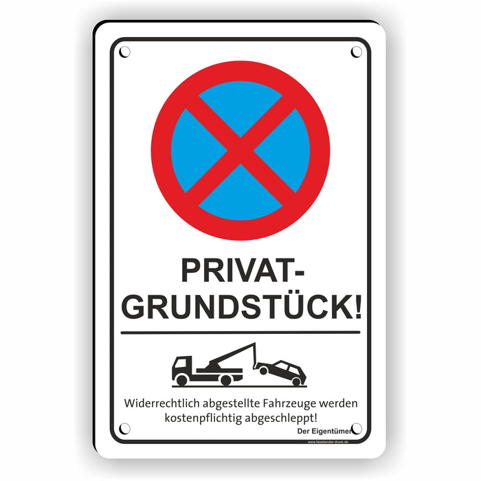 PV-011 PRIVATGRUNDSTÜCK | Parken verboten Hinweis | Absolutes Parkverbot für Ihr Privatgrundstück