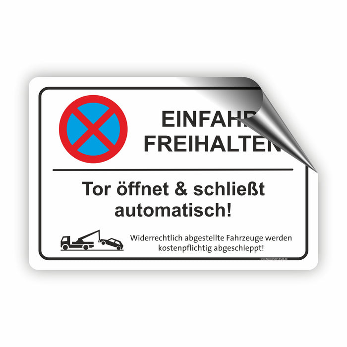 PV-013 TOR ÖFFNET UND SCHLIEßT AUTOMATISCH | Parken verboten Hinweis | Absolutes Parkverbot für Ihren Privatparkplatz