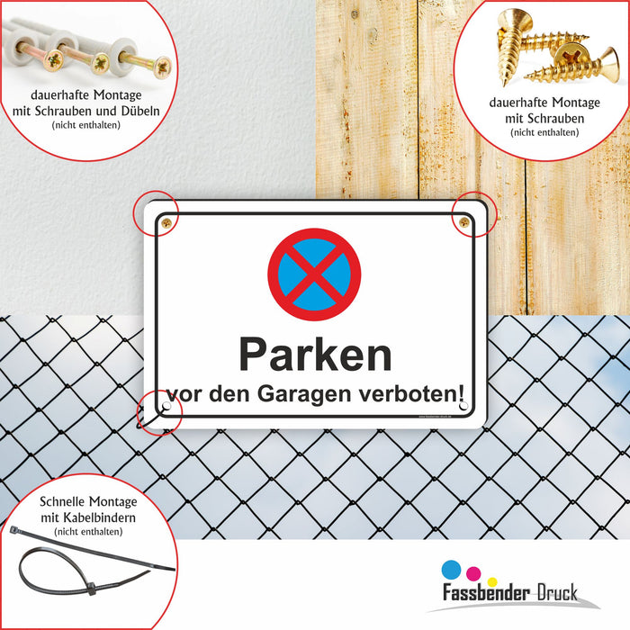 PV-014 PARKEN VOR DEN GARAGEN | Parken verboten Hinweis | Absolutes Parkverbot für Ihren Privatparkplatz