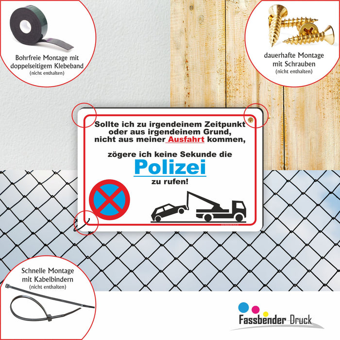 PV-018 PARKVERBOT POLIZEI RUFEN | Parken verboten Hinweis | Absolutes Parkverbot für Ihren PARKPLATZ