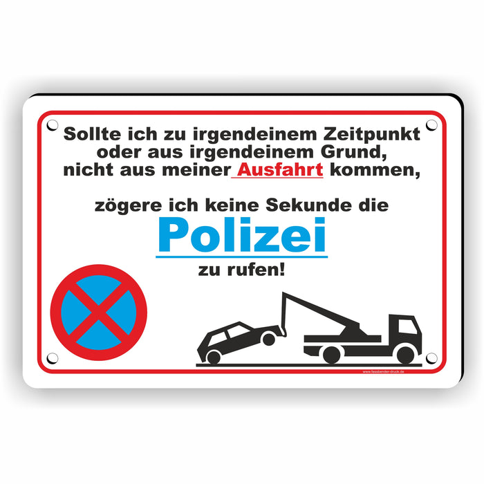 PV-018 PARKVERBOT POLIZEI RUFEN | Parken verboten Hinweis | Absolutes Parkverbot für Ihren PARKPLATZ