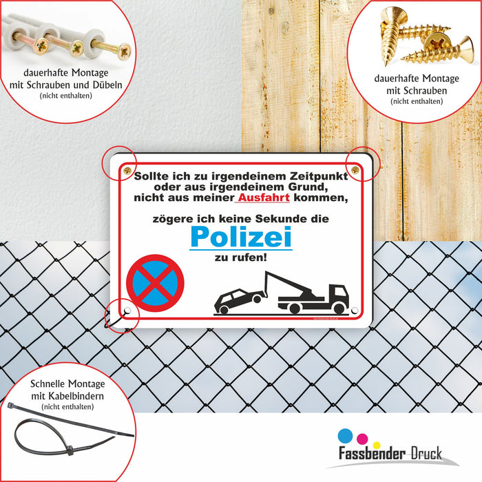 PV-018 PARKVERBOT POLIZEI RUFEN | Parken verboten Hinweis | Absolutes Parkverbot für Ihren PARKPLATZ