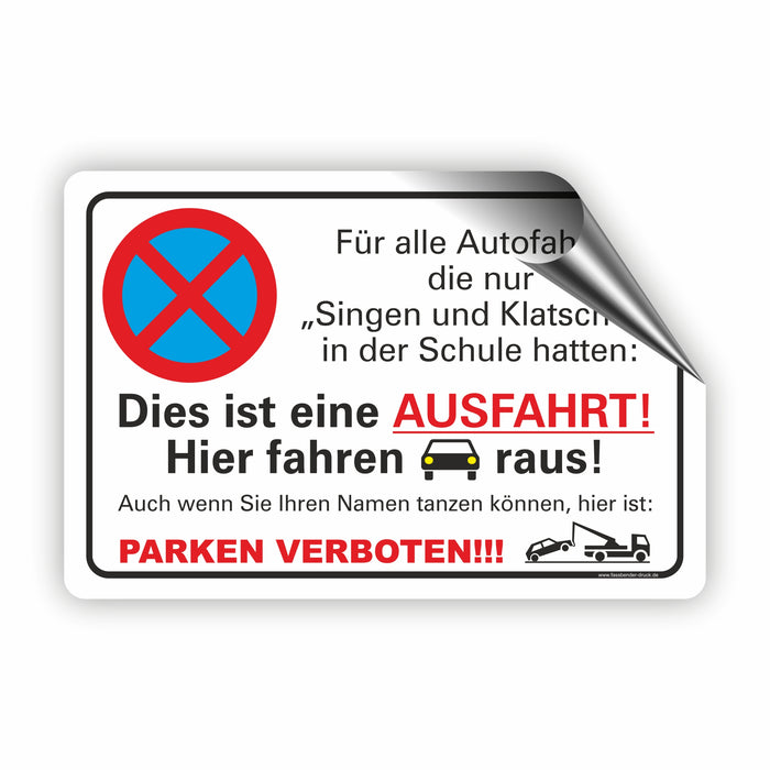 PV-020 SINGEN UND KLATSCHEN PARKEN VERBOTEN | Parken verboten Hinweis | Absolutes Parkverbot für Ihren PARKPLATZ - lustiger FUN Parkplatz Hinweis