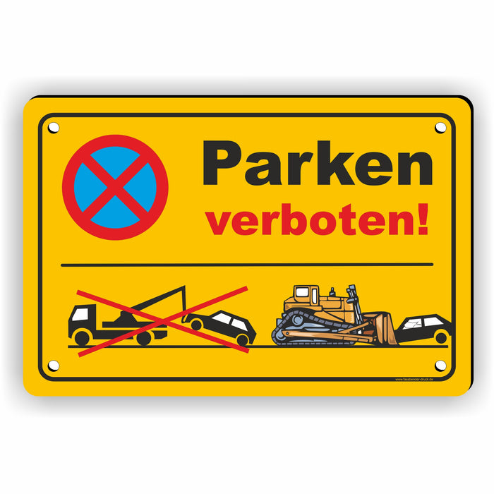 PV-022 PARKEN VERBOTEN (GELB) | Parken verboten Hinweis | Absolutes Parkverbot für Ihren PARKPLATZ - lustiger FUN Parkplatz Hinweis