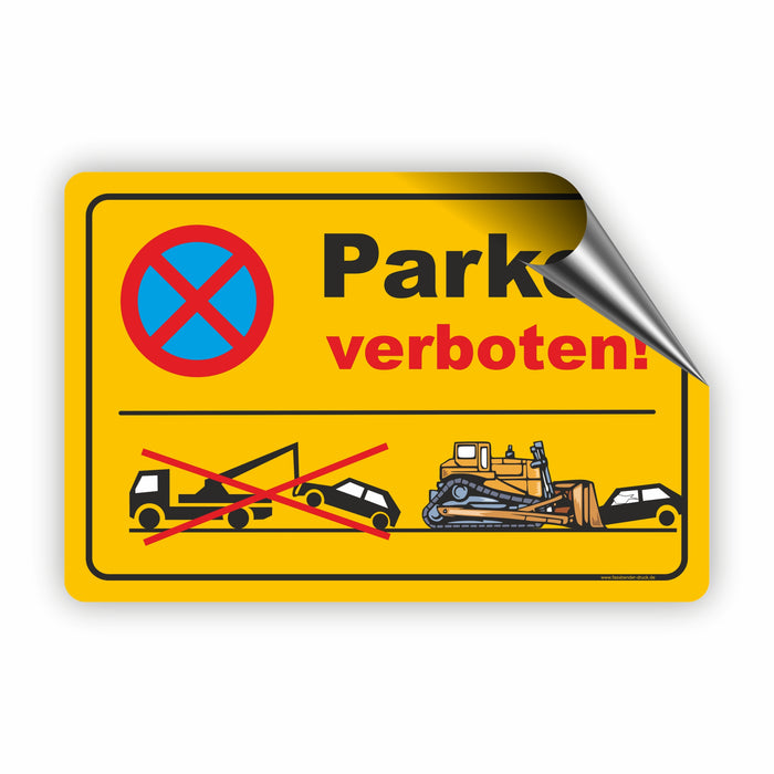 PV-022 PARKEN VERBOTEN (GELB) | Parken verboten Hinweis | Absolutes Parkverbot für Ihren PARKPLATZ - lustiger FUN Parkplatz Hinweis