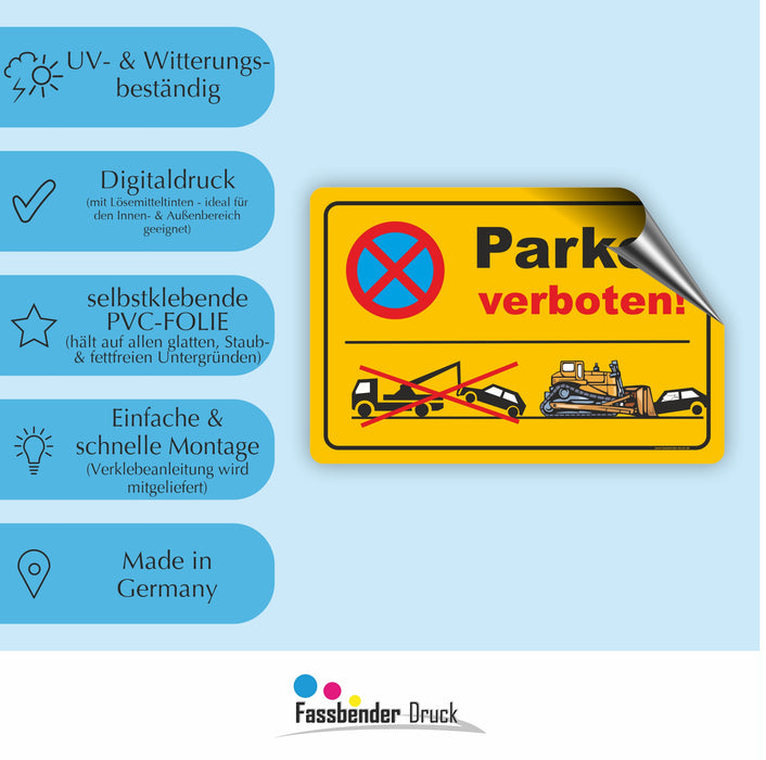 PV-022 PARKEN VERBOTEN (GELB) | Parken verboten Hinweis | Absolutes Parkverbot für Ihren PARKPLATZ - lustiger FUN Parkplatz Hinweis