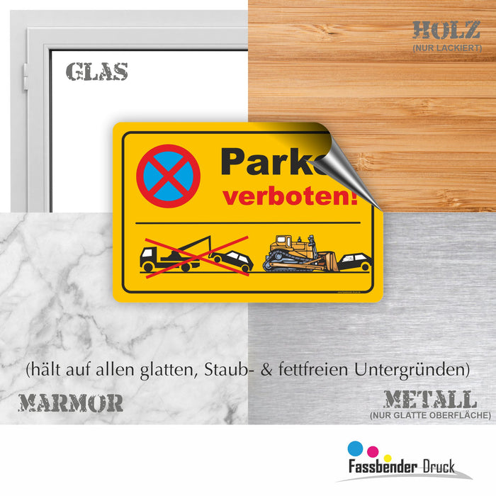 PV-022 PARKEN VERBOTEN (GELB) | Parken verboten Hinweis | Absolutes Parkverbot für Ihren PARKPLATZ - lustiger FUN Parkplatz Hinweis