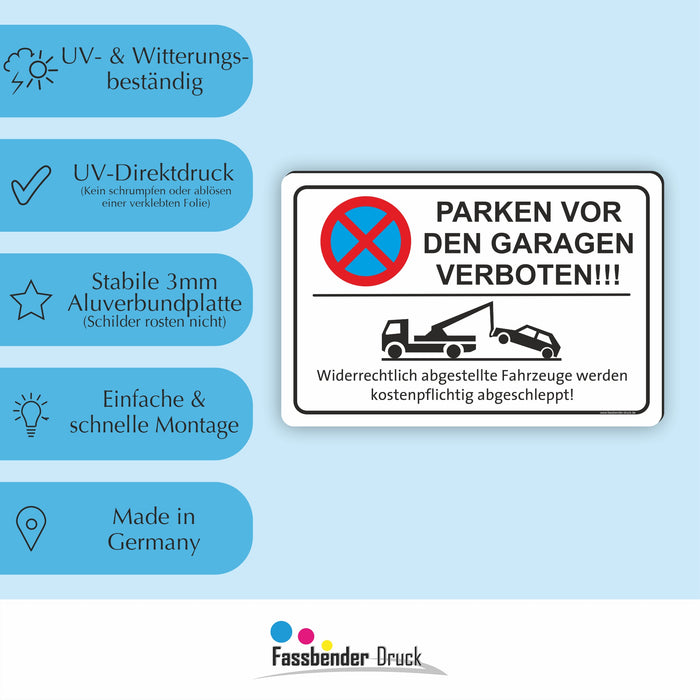 PV-024 PARKEN VOR DEN GARAGEN VERBOTEN | Parken verboten Hinweis | Absolutes Parkverbot für Ihren PARKPLATZ