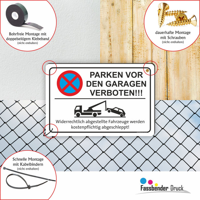 PV-024 PARKEN VOR DEN GARAGEN VERBOTEN | Parken verboten Hinweis | Absolutes Parkverbot für Ihren PARKPLATZ