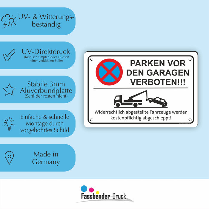 PV-024 PARKEN VOR DEN GARAGEN VERBOTEN | Parken verboten Hinweis | Absolutes Parkverbot für Ihren PARKPLATZ