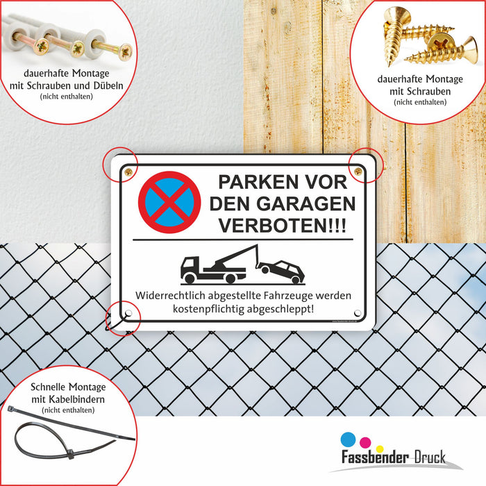 PV-024 PARKEN VOR DEN GARAGEN VERBOTEN | Parken verboten Hinweis | Absolutes Parkverbot für Ihren PARKPLATZ