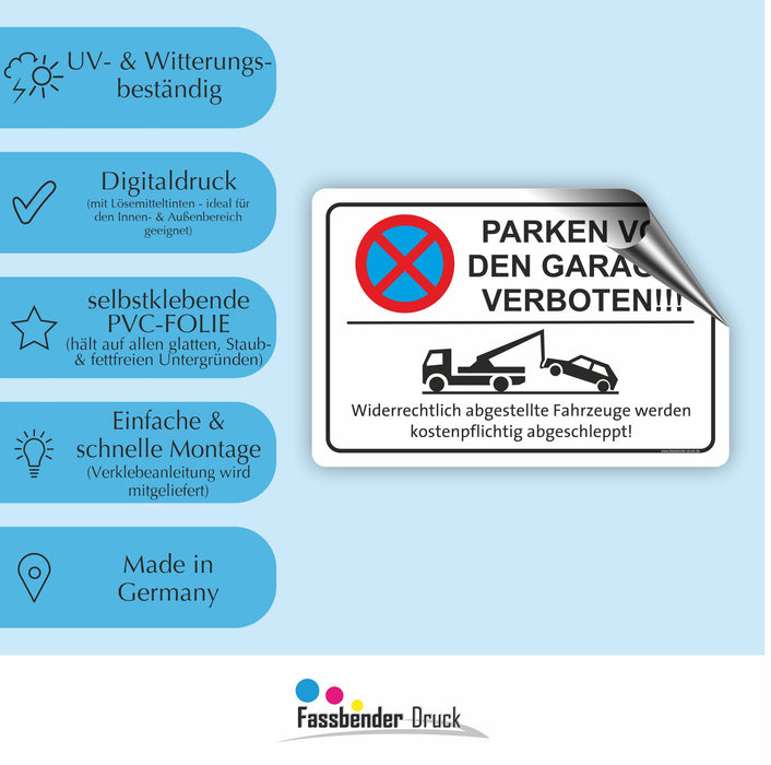 PV-024 PARKEN VOR DEN GARAGEN VERBOTEN | Parken verboten Hinweis | Absolutes Parkverbot für Ihren PARKPLATZ