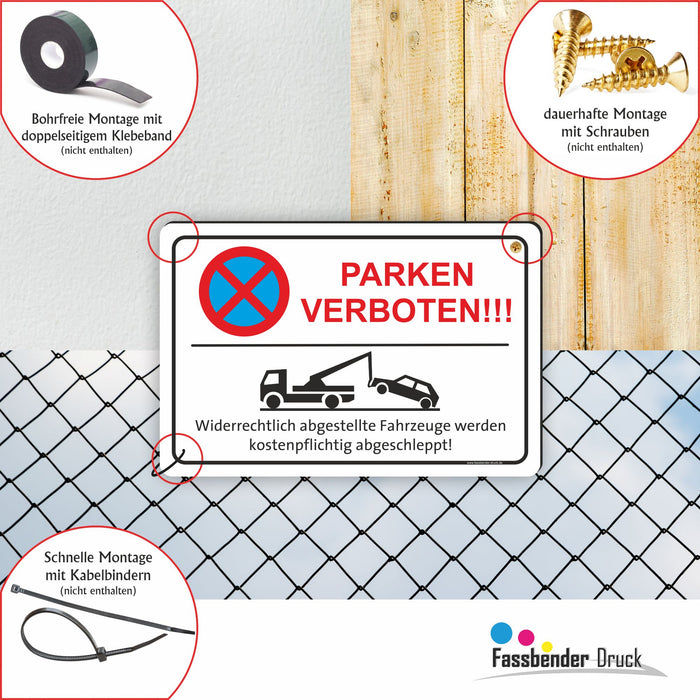 PV-025 PARKEN VERBOTEN (rot) | Parken verboten Hinweis | Absolutes Parkverbot für Ihren PARKPLATZ