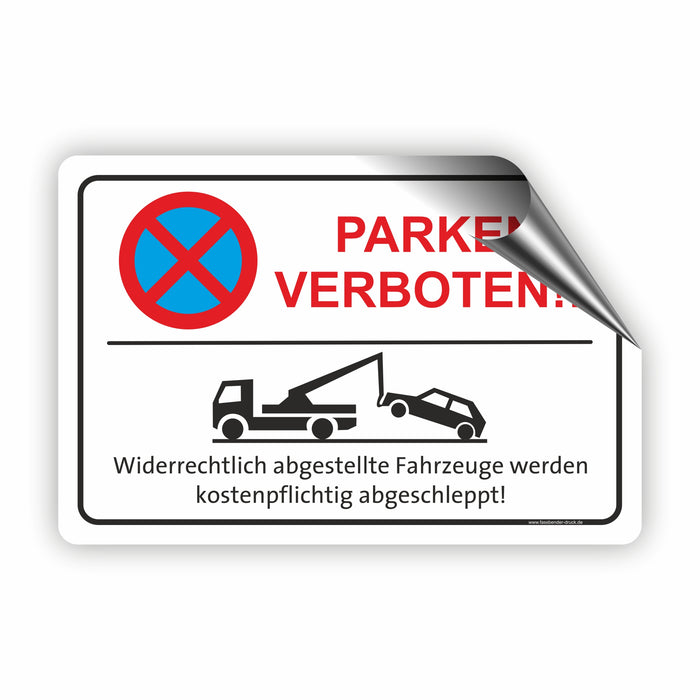 PV-025 PARKEN VERBOTEN (rot) | Parken verboten Hinweis | Absolutes Parkverbot für Ihren PARKPLATZ