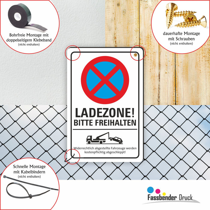 PV-028 LADEZONE BITTE FREIHALTEN | Parken verboten Hinweis | Absolutes Parkverbot für Ihren PARKPLATZ