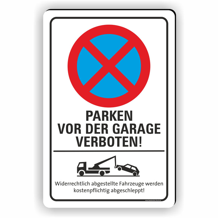 PV-029 PARKEN VOR DER GARAGE VERBOTEN | Parken verboten Hinweis | Absolutes Parkverbot für Ihren PARKPLATZ