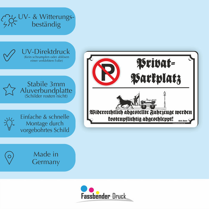 PV-034 PRIVATPARKPLATZ VINTAGE | Parken verboten Hinweis | Absolutes Parkverbot für Ihren PARKPLATZ