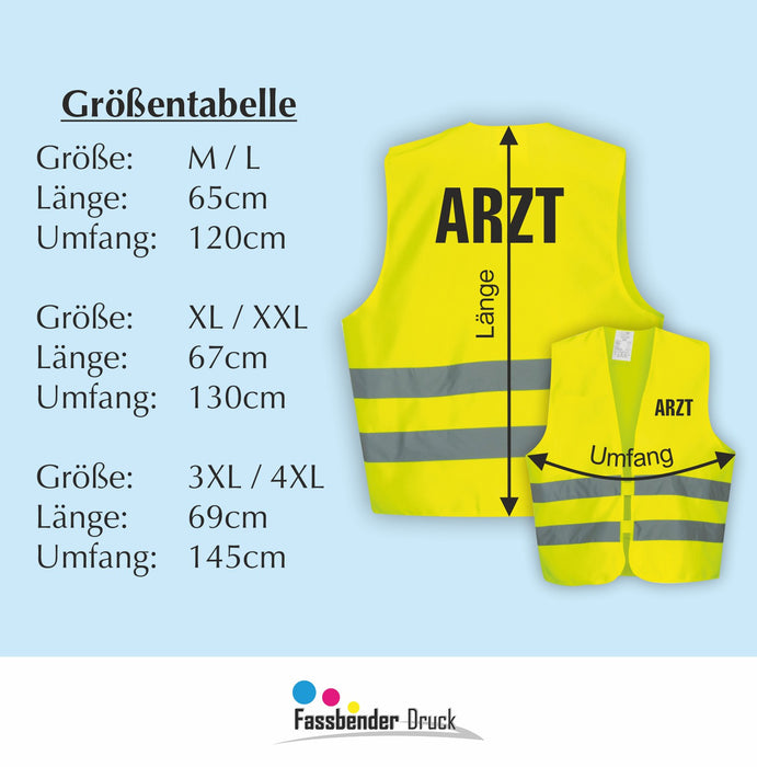 NOTARZT Warnweste | Signalweste | Sicherheitsweste nach ISO 20471 | 6 Farben + 3 Größen