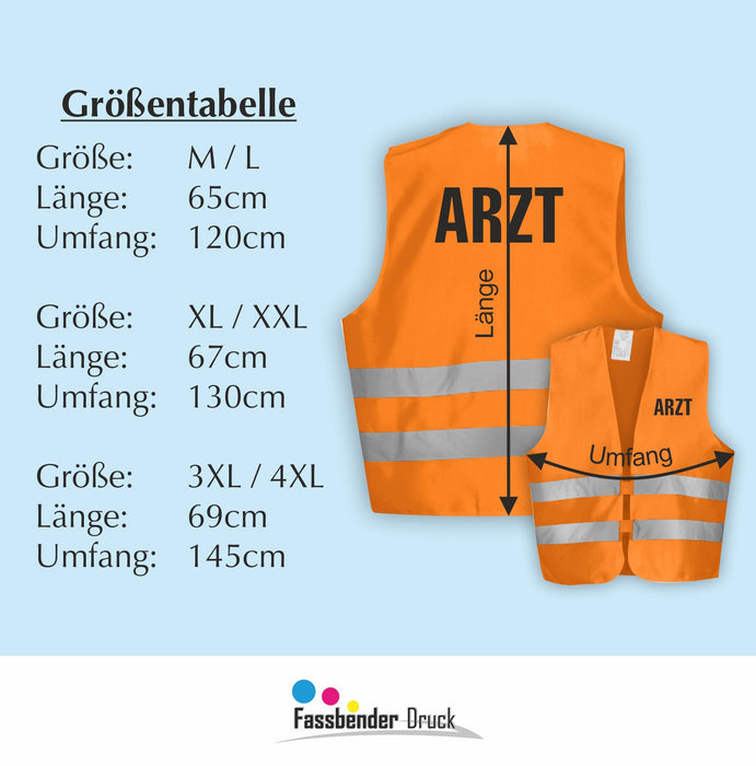 NOTARZT Warnweste | Signalweste | Sicherheitsweste nach ISO 20471 | 6 Farben + 3 Größen