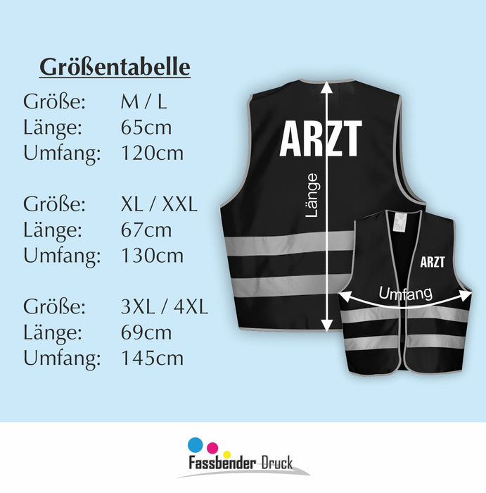 ARZT Warnweste | Signalweste | Sicherheitsweste nach ISO 20471 | 6 Farben + 3 Größen