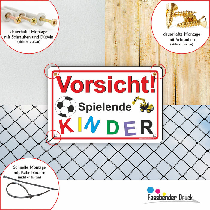 D-001 - VORSICHT! Spielende Kinder - SCHILD — Fassbender-Druck