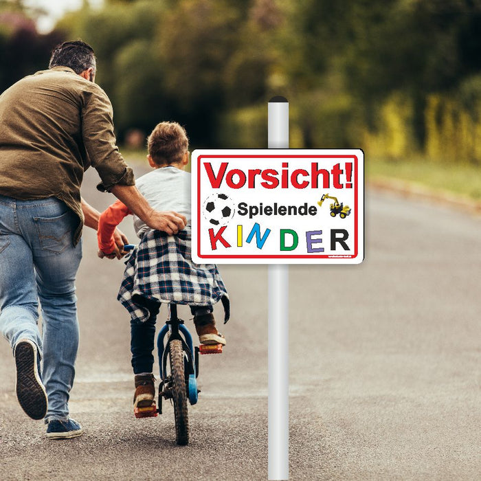 D-001 - VORSICHT! Spielende Kinder - SCHILD