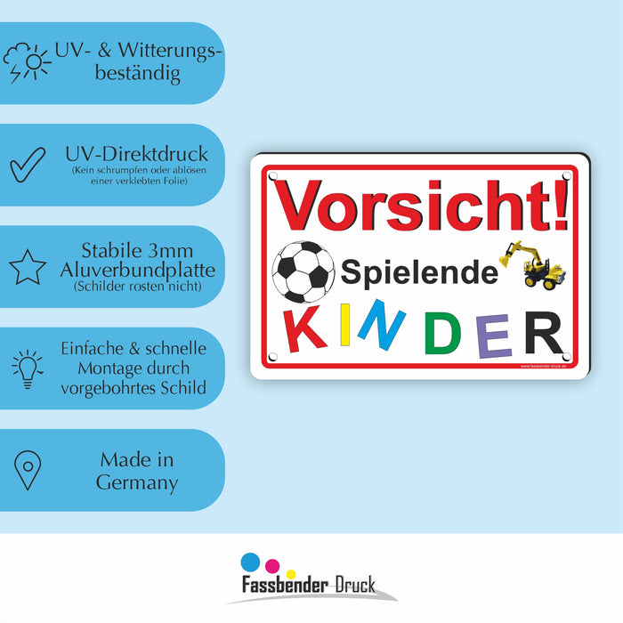 D-001 - VORSICHT! Spielende Kinder - SCHILD