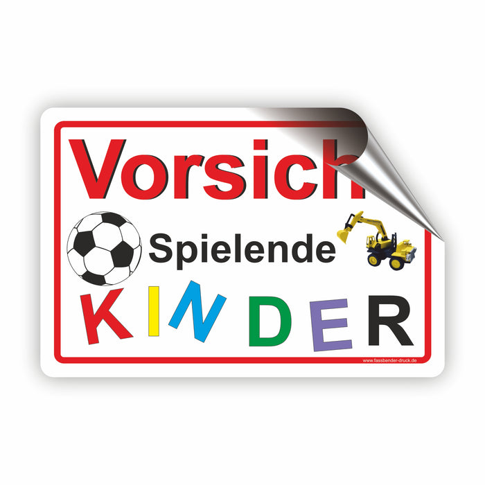 D-001 - VORSICHT! Spielende Kinder - SCHILD